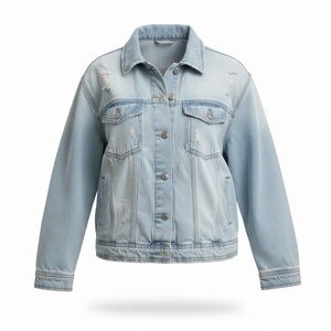 Women’s Distressed Denim Jean Jacket‎ Size Large